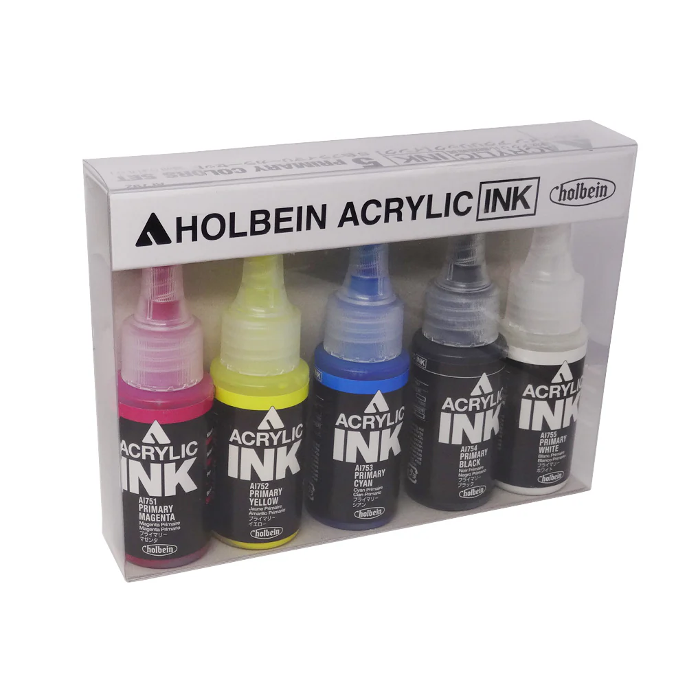Holbein Acrylic Ink 5 Primary Colors Set - Image 2