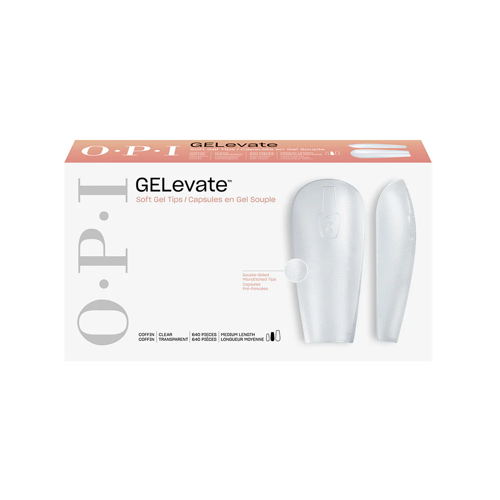 OPI GELevate Soft Gel Tips - Medium Clear Coffin