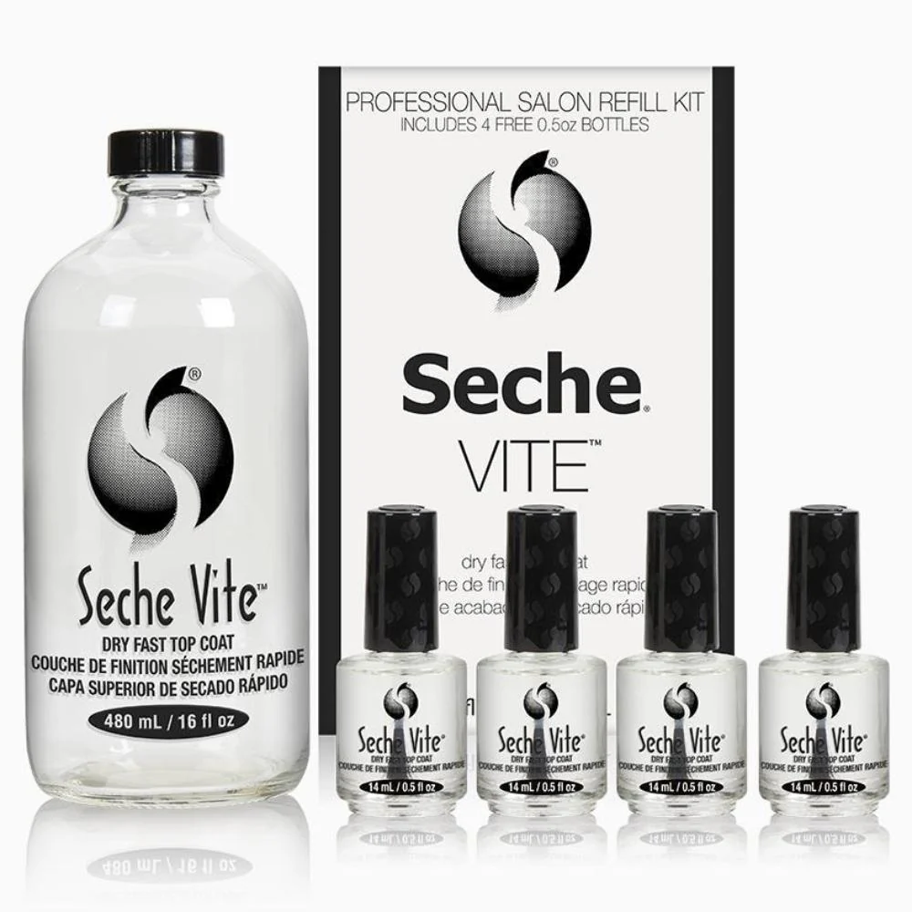 Seche Vite Top Coat 16oz + 0.5oz Refill Kit